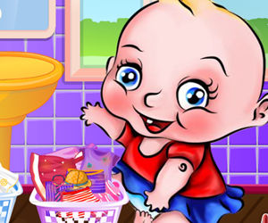 game Cute Baby Washing Clothes