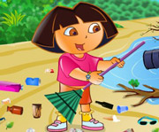 game Ecofreak Dora Cleaning Beach