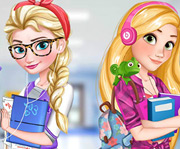 game Elsa And Rapunzel College Girls