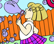 game Girl Blowing Bubbles Coloring